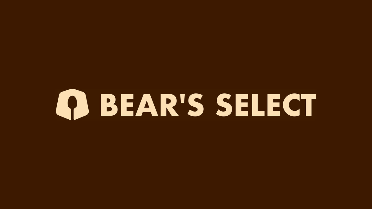 The Bear's Select horizontal lockup in cream on brown.