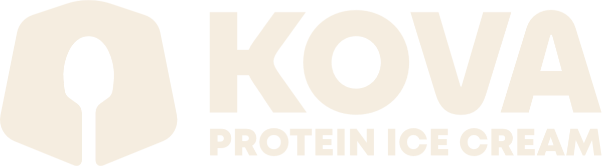 Kova full lockup: the snout icon, the KOVA wordmark and the Protein Ice Cream subhead in one horizontal arrangement.