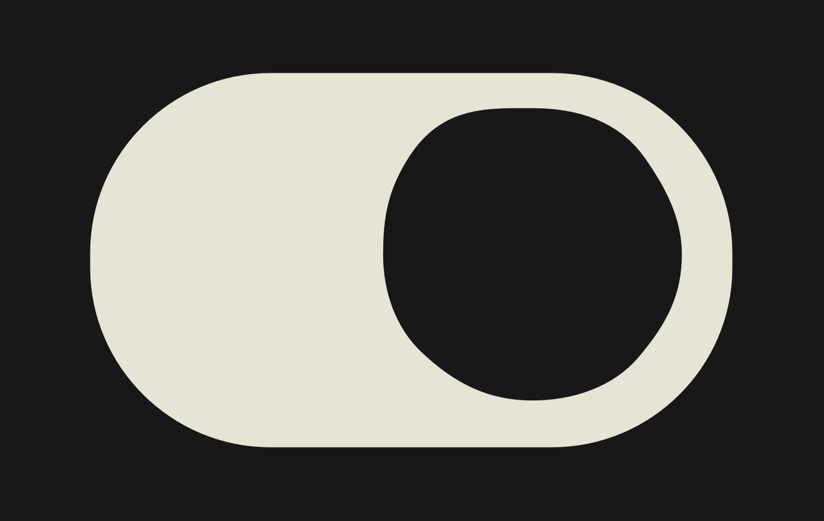The Onword toggle with a plain round knob, cream on near-black.