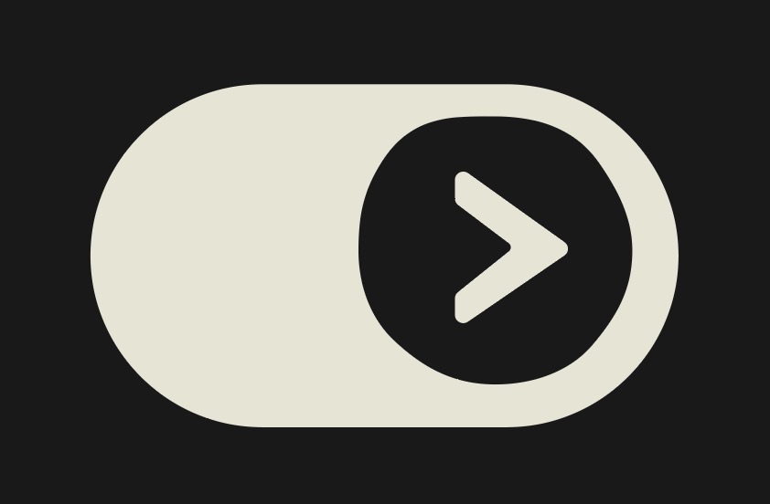 The Onword mark as a toggle switch whose knob is a play triangle.